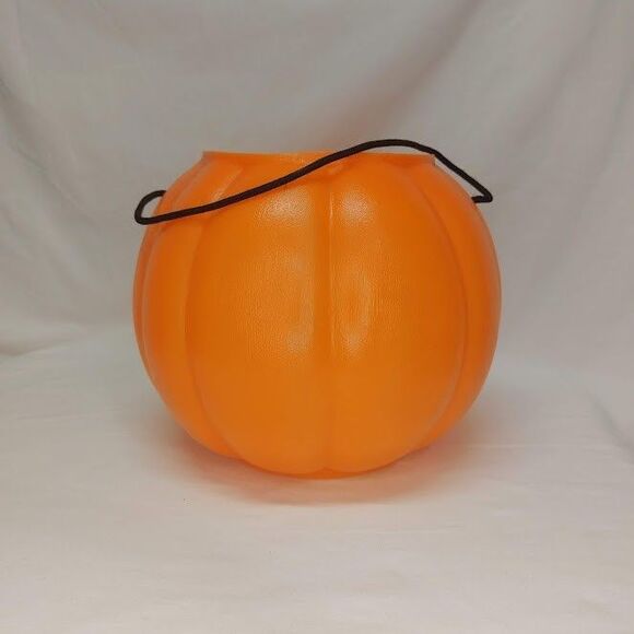 Vtg Norfolk Halloween Pumpkin Blow Mold Pail Bucket Trick-or-treat Made In USA - Picture 3 of 6